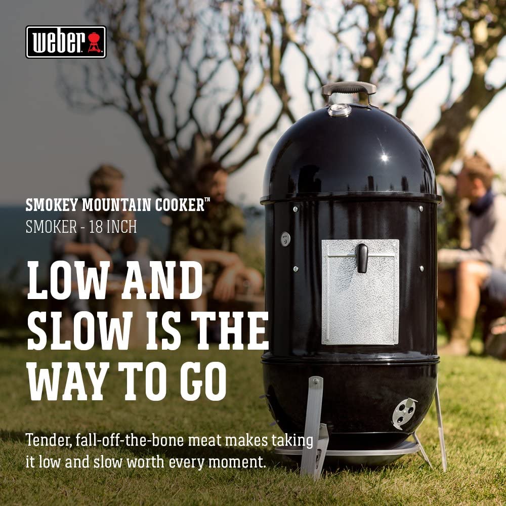 WEBER Charcoal Grill Smokey Mountain Cooker 18'' Black WEBER